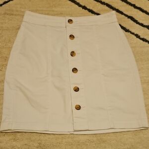 LOFT White Button-Down Mini Skirt